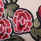 Red and Black Rose Applique Embroidered Iron-On Flower Patch with Green Leaves